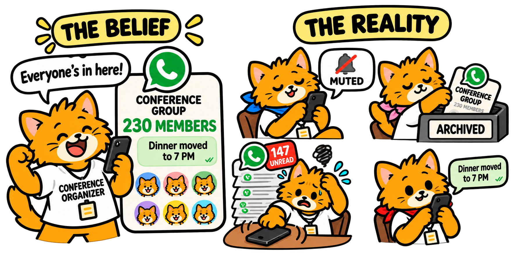 A group member count hides attendees who mute, archive or miss conference messages